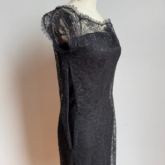 Y2K Black Lace Sheer Shift Dress with Strapless Slip - Picture 5 of 8